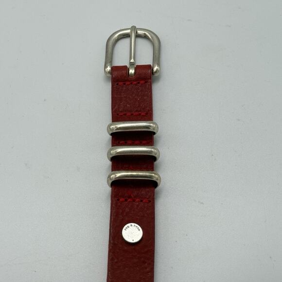 Rag & Bone RED Leather Jet Skinny Belt Logo SIZE SMALL (31-35") Womens England - Picture 8 of 9